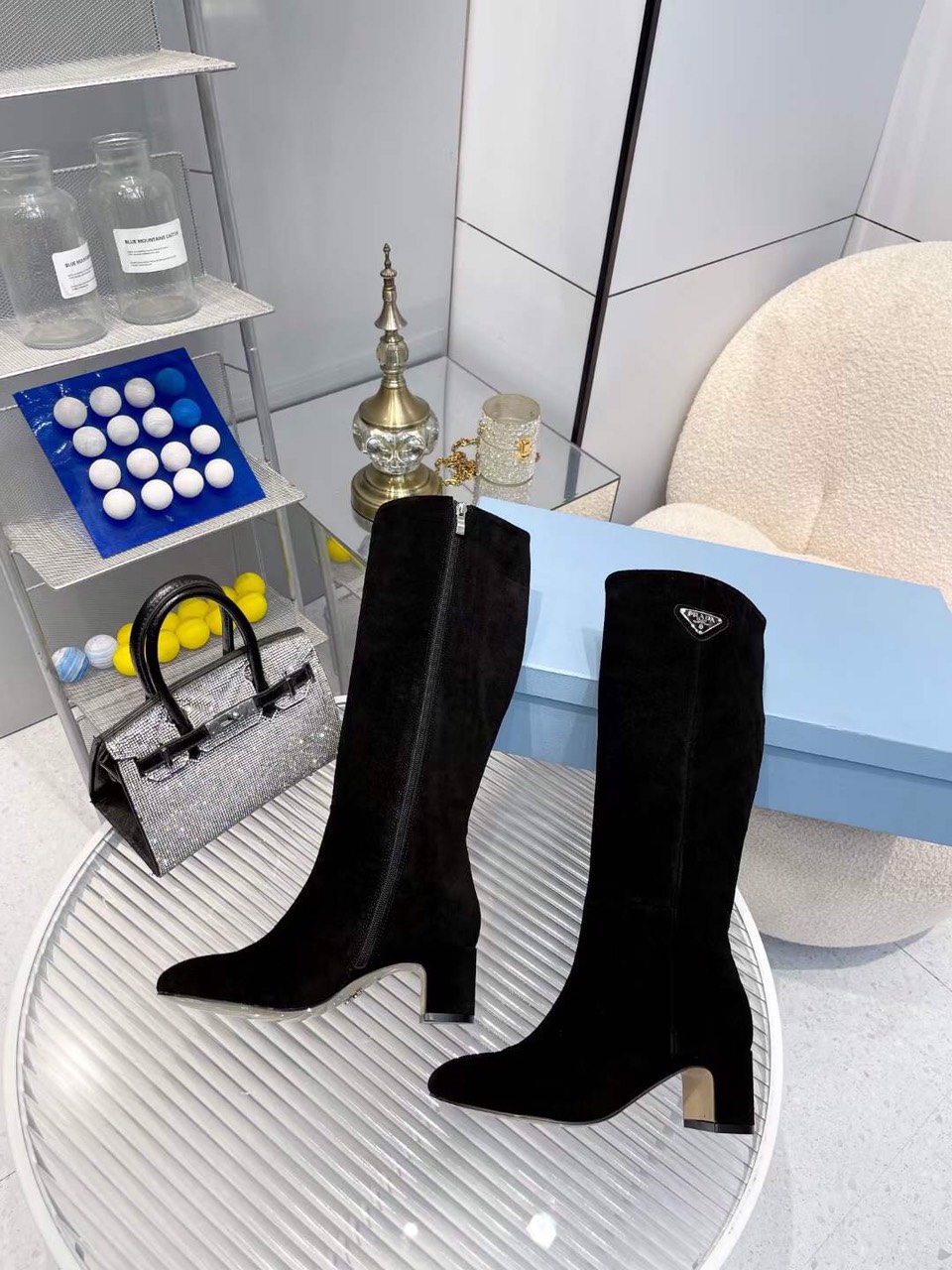 Prada Logo-plaque Leather Boots - Image 5