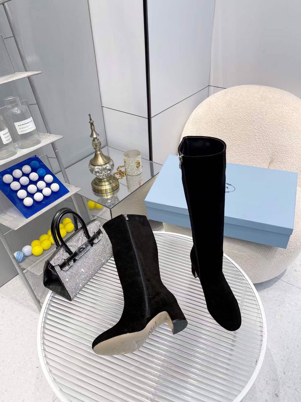 Prada Logo-plaque Leather Boots - Image 6