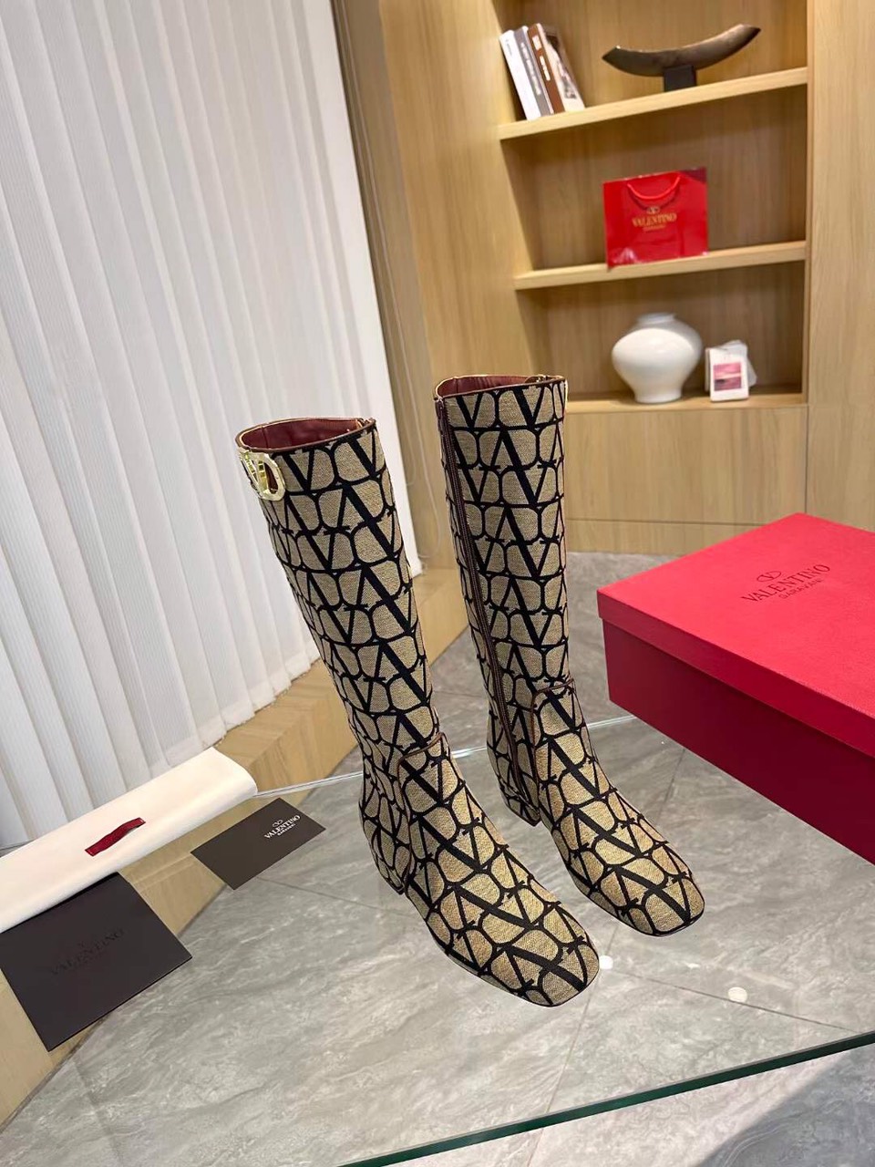 Valentino Logo Boot In Toile Iconographe 30MM