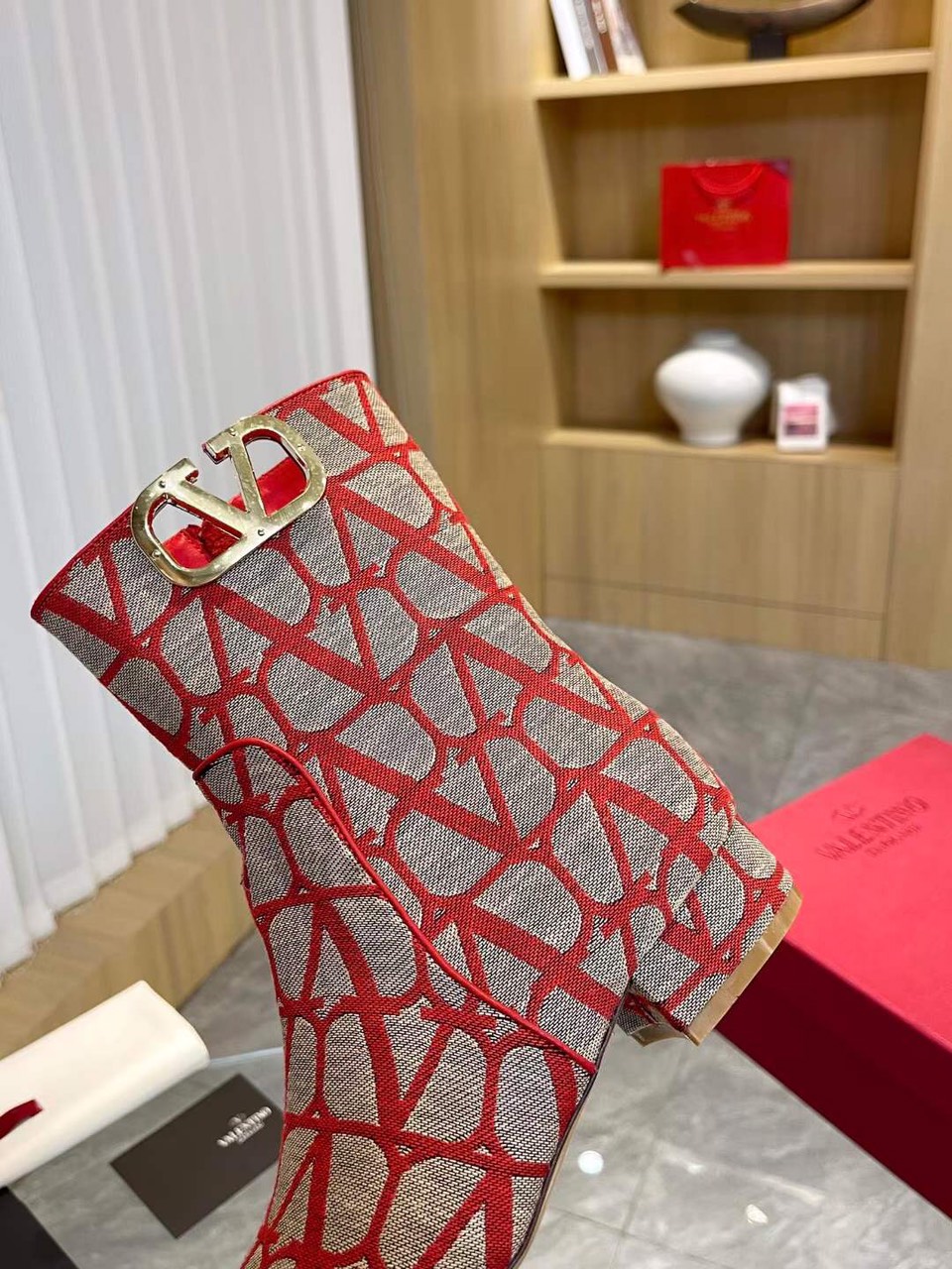 Valentino Logo Ankle Boot In Toile Iconographe - Image 3