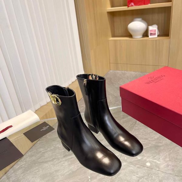 Valentino VLogo Ankle Leather Boots