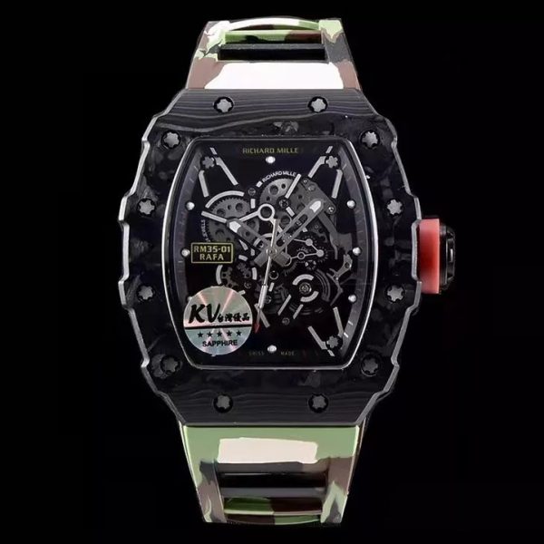 RM 35-01 Black Bezel Red Makers Camouflage Rubber Strap KV RUML3