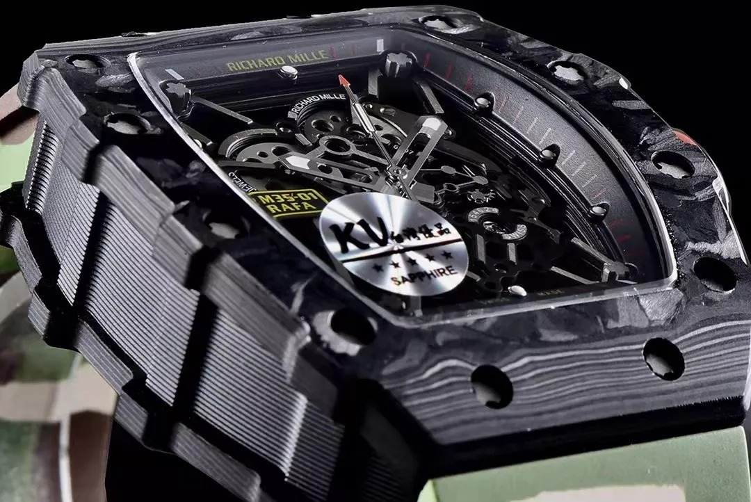 RM 35-01 Black Bezel Red Makers Camouflage Rubber Strap KV RUML3 - Image 3