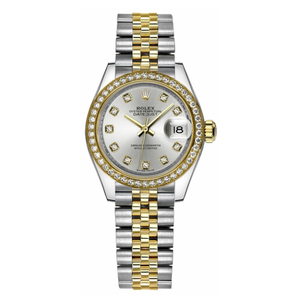 Lady-Datejust Silver Diamond Watch 28mm