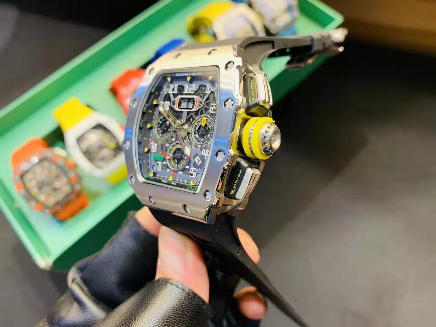 RM 11-03 Skeleton Dial White Bezel Black Rubber Strap ZY 7750 - Image 3