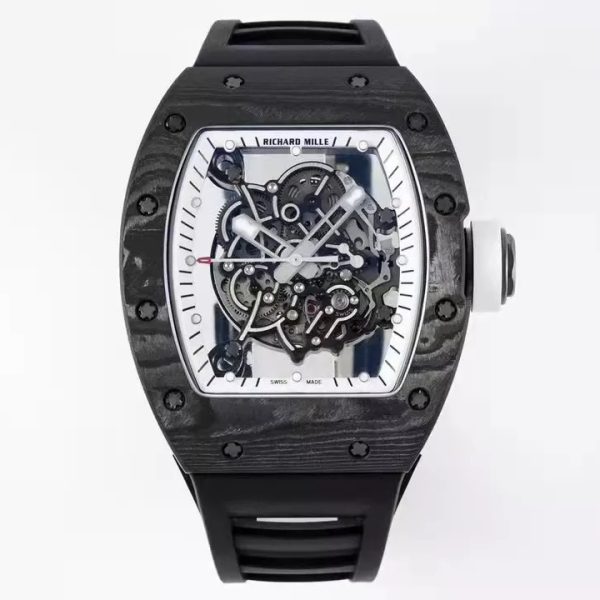 RM055 Skeleton White Dial Black Bezel Black Rubber Strap ZF RMUL2