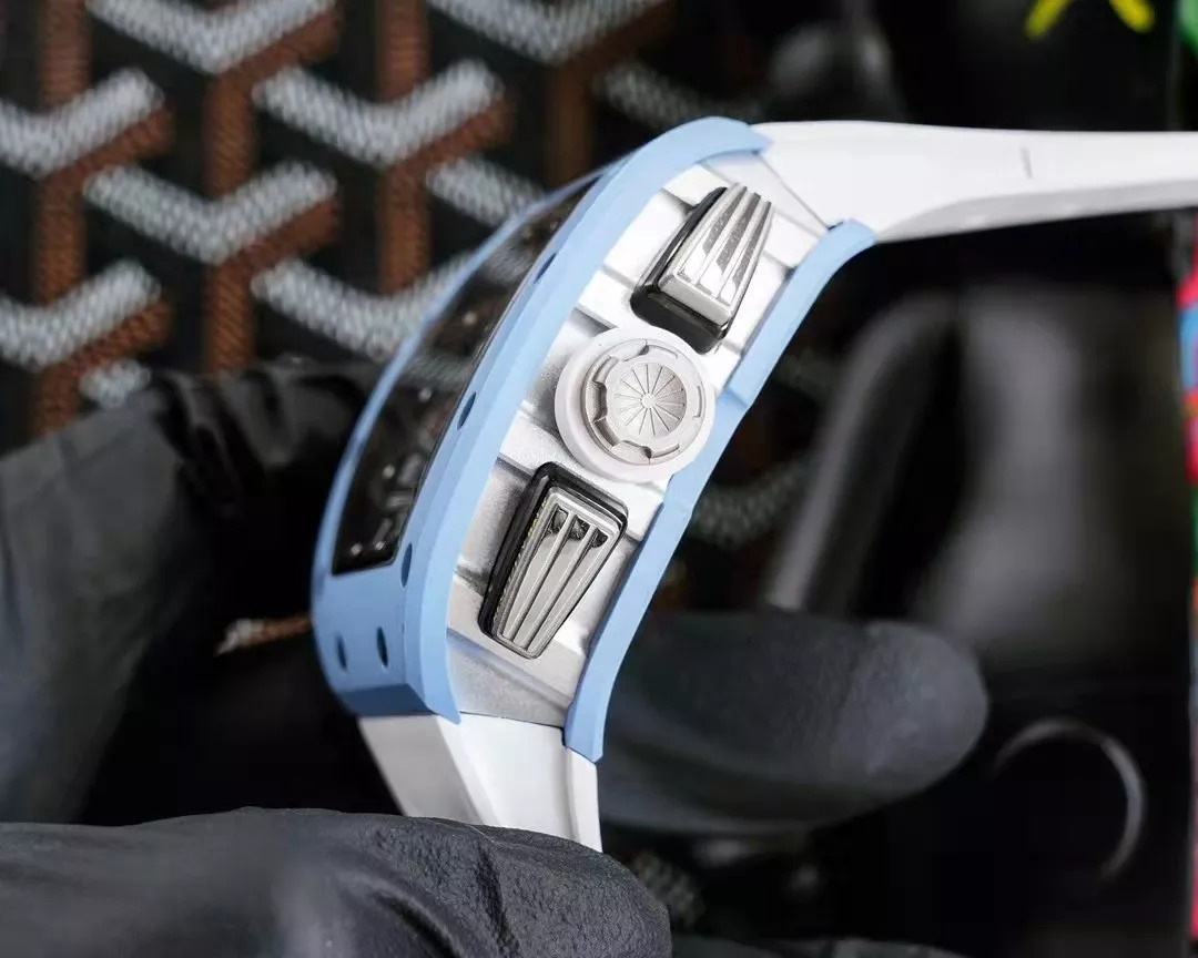 RM 11-03 Skeleton Dial Blue Bezel White Rubber Strap ZY 7750 - Image 4