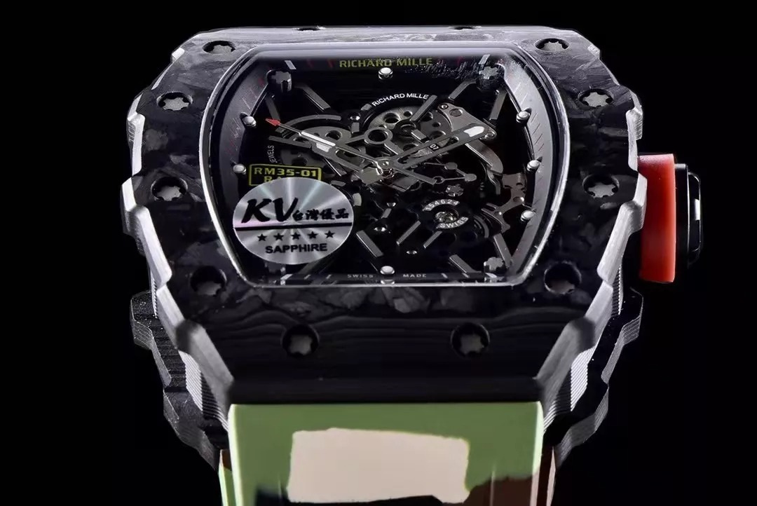 RM 35-01 Black Bezel Red Makers Camouflage Rubber Strap KV RUML3 - Image 2