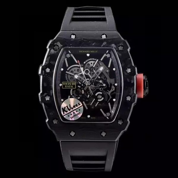 RM 35-01 Black Bezel Red Markers Black Rubber Strap KV RUML3