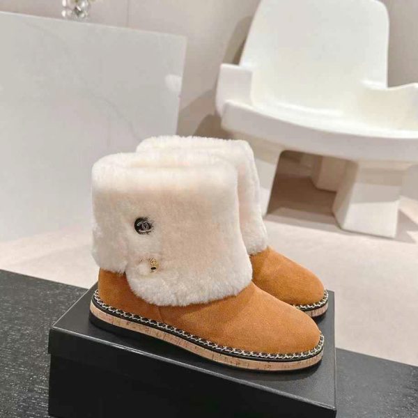 Chanel Suede Leather Women's Snow Boots