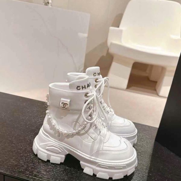 Chanel Leather Ankle Bottom Women's Boots