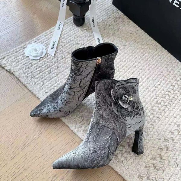 Chanel Leather Ankle Heel Boots