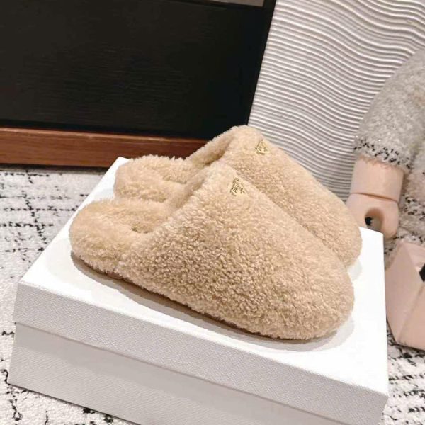 Prada Wool Open Back Shoes