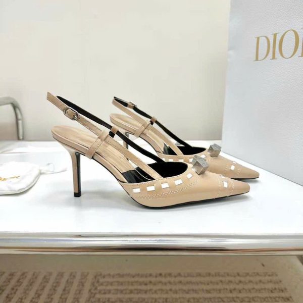 Christian Dior Leather Slingback Shoes 7.5cm