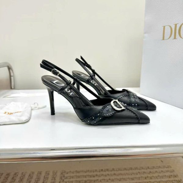 Christian Dior Leather Slingback Shoes 7.5cm