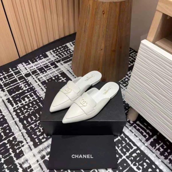 Chanel Open Back Leather Shoes