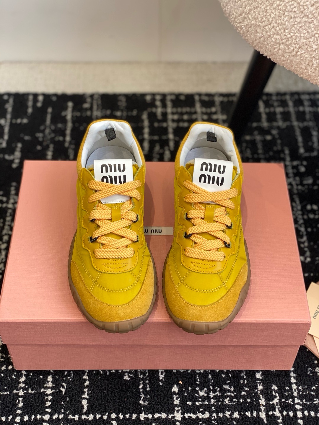 Miu Miu Tyre Technical Fabric And Suede Sneakers
