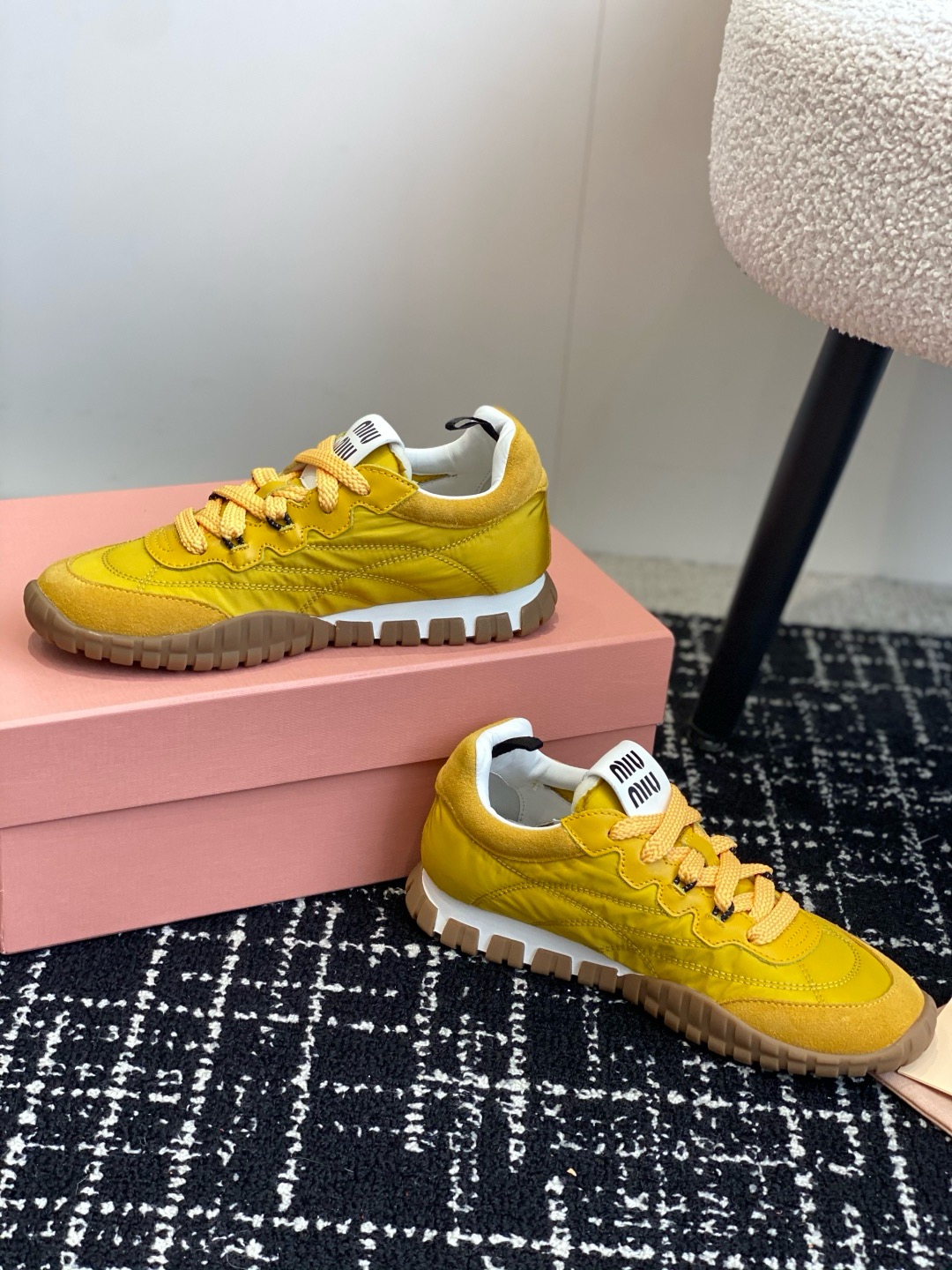 Miu Miu Tyre Technical Fabric And Suede Sneakers - Image 5