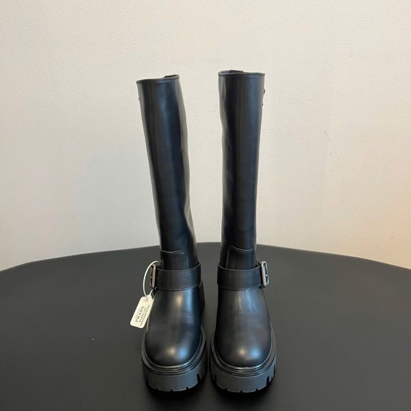 Prada Triangle Logo Leather Hight Boot New Arrivals