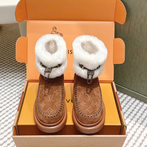 Louis Vuitton Monogram Fur Ankle Boot