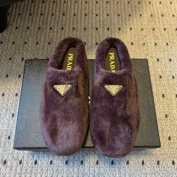 Prada Triangle Logo Fur Mule New Arrivals