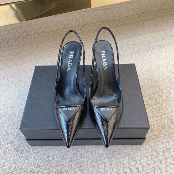 Prada Triangle Logo Slingback Shoes 7.5cm