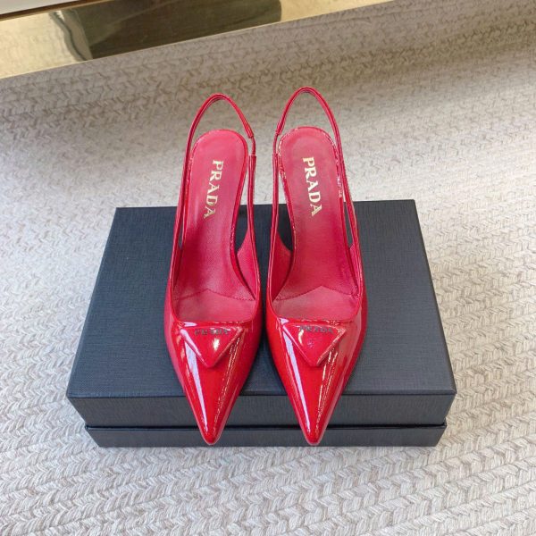 Prada Triangle Logo Slingback Shoes 7.5cm
