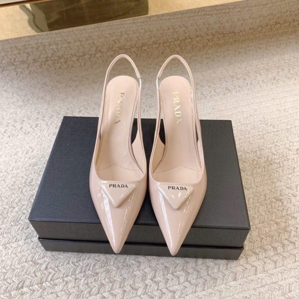 Prada Triangle Logo Slingback Shoes 7.5cm