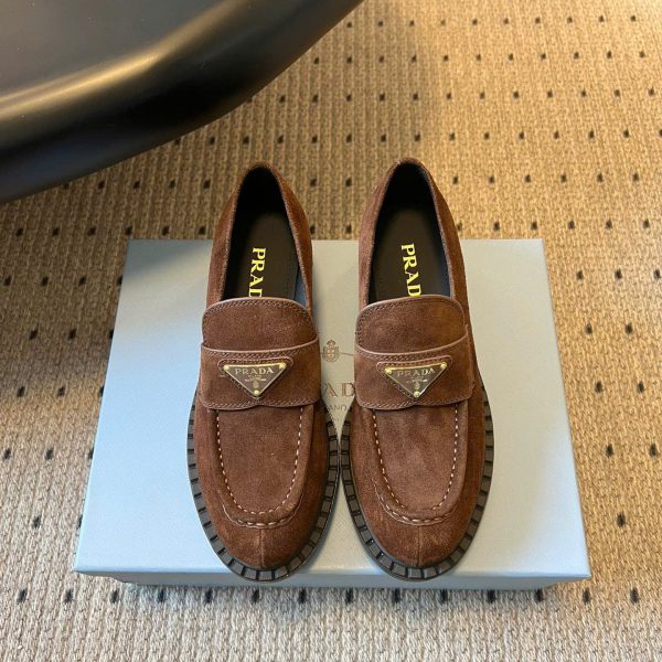 Prada Suede Leahter Women's Loafer Shoes