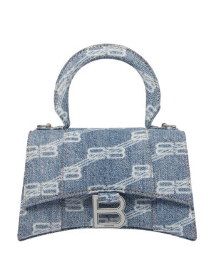 Balenciaga BB Monogram Hourglass XS Denim Tote Blue