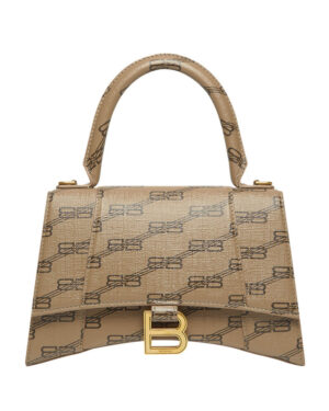Balenciaga Hourglass Small Handbag BB Monogram Coated Canvas Apricot