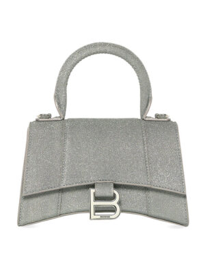 Balenciaga Hourglass XS Handbag In Glitter Material Gray