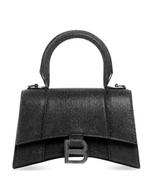 Balenciaga Hourglass XS Handbag In Glitter Material Black