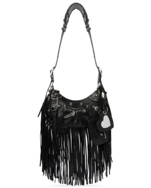 Balenciaga Le Cagole Fringed Shoulder Bag Black
