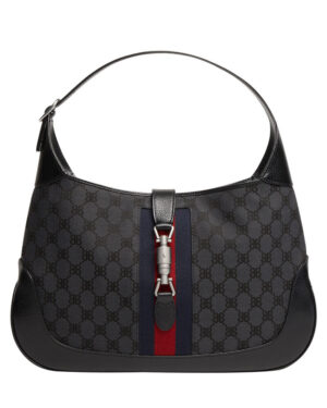 Balenciaga Hacker Small Hobo Bag In Jacquard Canvas Black