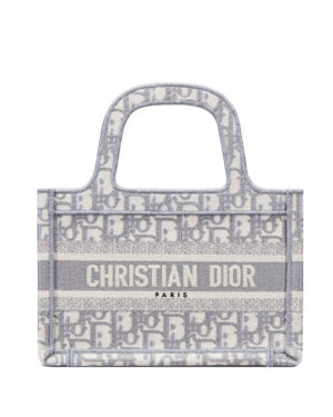 Christian Dior Mini Book Tote Original Dior Oblique Embroidered Canvas Bag Gray