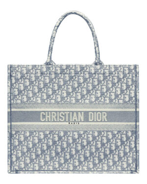 Christian Dior Book Tote With Dior Oblique Embroidery Gray