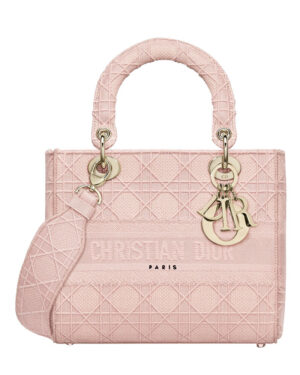 Christian Dior Medium Lady D-lite Embroidered Cannage Bag Pink