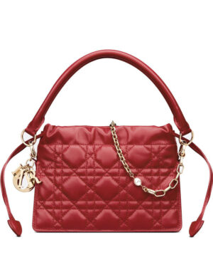 Dior Lady Dior Top Handle Drawstring Mini Bag S0981 Red