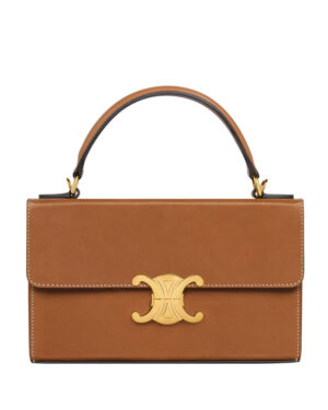 Celine Box Triomphe In Natural Calfskin Coffee