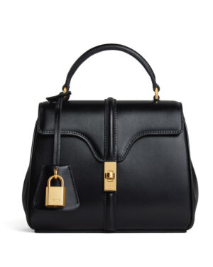 Celine Mini 16 In Natural Calfskin Black
