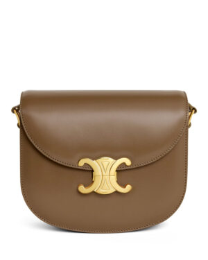 Celine Teen Besace Triomphe In Shiny Calfskin Coffee