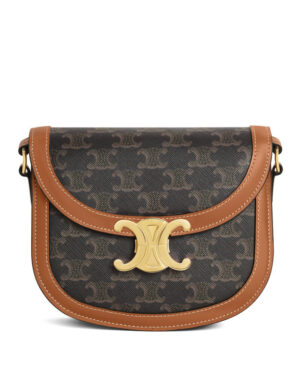 Celine Teen Besace Triomphe In Triomphe Canvas And Calfskin Coffee