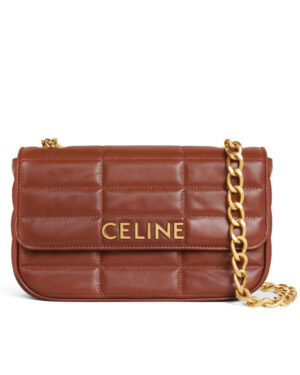 Celine Chain Shoulder Bag Matelasse Monochrome Coffee