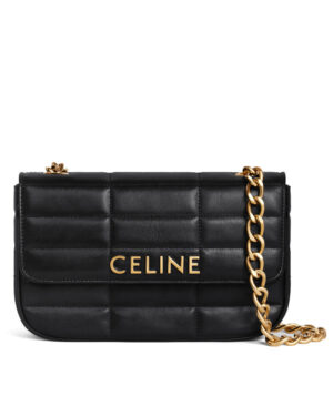 Celine Chain Shoulder Bag Matelasse Monochrome Black