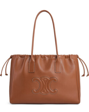 Celine Cabas Drawstring Cuir Triomphe In Smooth Calfskin Coffee