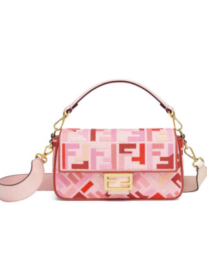 Fendi Beige FF Canvas Bag Pink
