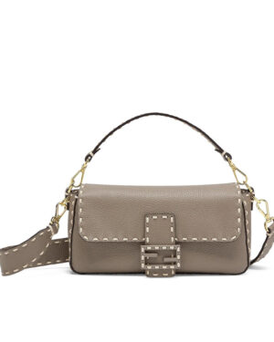 Fendi Baguette Full Grain Leather Bag 8BR600 Gray