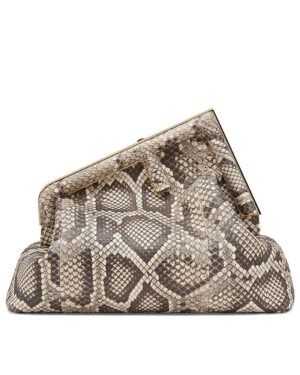 Fendi First Medium Python Leather Bag 8BP127 Gray