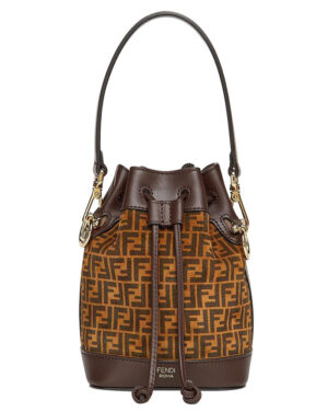 Fendi Mon Tresor Leather Mini-bag With FF Print 8BS010 Dark Coffee